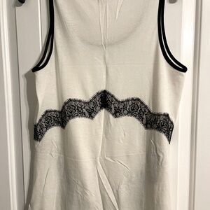 Express Blouse/Tank White with black lace design